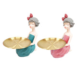 Maxbell Nordic Girl Resin Sculpture Storage key Decorative Desktop Decor Blue