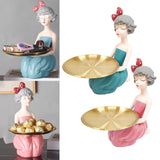 Maxbell Nordic Girl Resin Sculpture Storage key Decorative Desktop Decor Blue