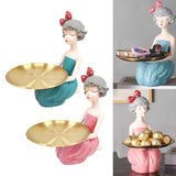 Maxbell Nordic Girl Resin Sculpture Storage key Decorative Desktop Decor Blue