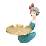 Maxbell Nordic Girl Resin Sculpture Storage key Decorative Desktop Decor Blue