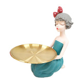 Maxbell Nordic Girl Resin Sculpture Storage key Decorative Desktop Decor Blue