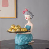 Maxbell Nordic Girl Resin Sculpture Storage key Decorative Desktop Decor Blue