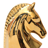 Maxbell Ceramic Horse Head Sculpture Crafts Figurine for Cabinet Desktop Decor S