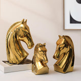 Maxbell Ceramic Horse Head Sculpture Crafts Figurine for Cabinet Desktop Decor S