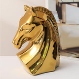 Maxbell Ceramic Horse Head Sculpture Crafts Figurine for Cabinet Desktop Decor S