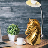 Maxbell Ceramic Horse Head Sculpture Crafts Figurine for Cabinet Desktop Decor S