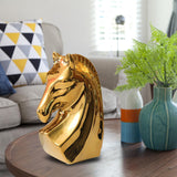 Maxbell Ceramic Horse Head Sculpture Crafts Figurine for Cabinet Desktop Decor S