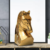 Maxbell Ceramic Horse Head Sculpture Crafts Figurine for Cabinet Desktop Decor S