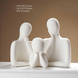 Maxbell 3Pcs European Style Abstract Family Statues Decoration for Home Character White