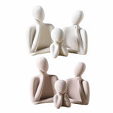 Maxbell 3Pcs European Style Abstract Family Statues Decoration for Home Character White