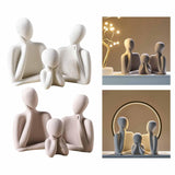 Maxbell 3Pcs European Style Abstract Family Statues Decoration for Home Character White