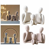 Maxbell 3Pcs European Style Abstract Family Statues Decoration for Home Character White