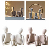 Maxbell 3Pcs European Style Abstract Family Statues Decoration for Home Character White