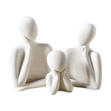 Maxbell 3Pcs European Style Abstract Family Statues Decoration for Home Character White