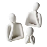 Maxbell 3Pcs European Style Abstract Family Statues Decoration for Home Character White
