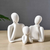 Maxbell 3Pcs European Style Abstract Family Statues Decoration for Home Character White