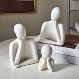 Maxbell 3Pcs European Style Abstract Family Statues Decoration for Home Character White