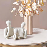 Maxbell 3Pcs European Style Abstract Family Statues Decoration for Home Character White