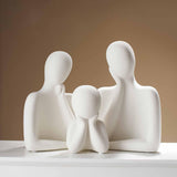 Maxbell 3Pcs European Style Abstract Family Statues Decoration for Home Character White