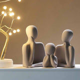 Maxbell 3Pcs European Style Abstract Family Statues Decoration for Home Character Brown