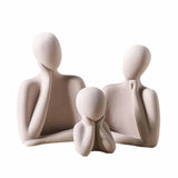 Maxbell 3Pcs European Style Abstract Family Statues Decoration for Home Character Brown