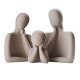 Maxbell 3Pcs European Style Abstract Family Statues Decoration for Home Character Brown
