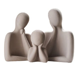 Maxbell 3Pcs European Style Abstract Family Statues Decoration for Home Character Brown