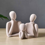 Maxbell 3Pcs European Style Abstract Family Statues Decoration for Home Character Brown