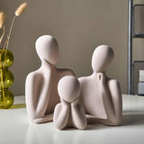 Maxbell 3Pcs European Style Abstract Family Statues Decoration for Home Character Brown