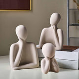 Maxbell 3Pcs European Style Abstract Family Statues Decoration for Home Character Brown