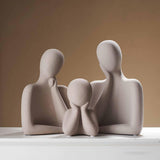 Maxbell 3Pcs European Style Abstract Family Statues Decoration for Home Character Brown