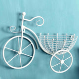 Maxbell Bicycle Flower Basket Wall Hanging Art for Fence Garden Decoration White