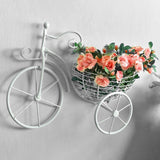 Maxbell Bicycle Flower Basket Wall Hanging Art for Fence Garden Decoration White