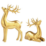 Maxbell 2Pcs Nordic Couple Deer Statue Figurine Sculpture for Living Room Decoration