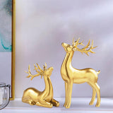 Maxbell 2Pcs Nordic Couple Deer Statue Figurine Sculpture for Living Room Decoration