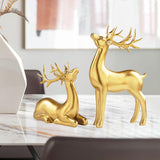 Maxbell 2Pcs Nordic Couple Deer Statue Figurine Sculpture for Living Room Decoration