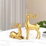Maxbell 2Pcs Nordic Couple Deer Statue Figurine Sculpture for Living Room Decoration