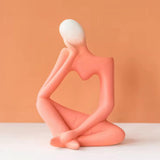 Maxbell Ceramic Vase Thinker Statue Abstract Art for TV Cabinet Living Room Decor red