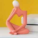 Maxbell Ceramic Vase Thinker Statue Abstract Art for TV Cabinet Living Room Decor red