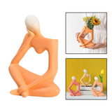 Maxbell Ceramic Vase Thinker Statue Abstract Art for TV Cabinet Living Room Decor orange