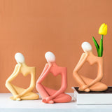 Maxbell Ceramic Vase Thinker Statue Abstract Art for TV Cabinet Living Room Decor orange