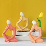 Maxbell Ceramic Vase Thinker Statue Abstract Art for TV Cabinet Living Room Decor orange