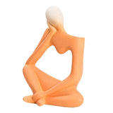 Maxbell Ceramic Vase Thinker Statue Abstract Art for TV Cabinet Living Room Decor orange