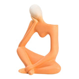 Maxbell Ceramic Vase Thinker Statue Abstract Art for TV Cabinet Living Room Decor orange