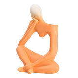Maxbell Ceramic Vase Thinker Statue Abstract Art for TV Cabinet Living Room Decor orange