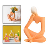 Maxbell Ceramic Vase Thinker Statue Abstract Art for TV Cabinet Living Room Decor orange