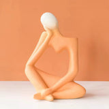 Maxbell Ceramic Vase Thinker Statue Abstract Art for TV Cabinet Living Room Decor orange