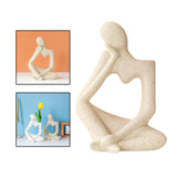 Maxbell Ceramic Vase Thinker Statue Abstract Art for TV Cabinet Living Room Decor beige