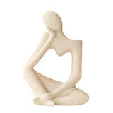 Maxbell Ceramic Vase Thinker Statue Abstract Art for TV Cabinet Living Room Decor beige