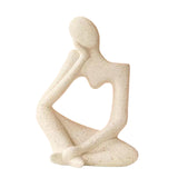 Maxbell Ceramic Vase Thinker Statue Abstract Art for TV Cabinet Living Room Decor beige